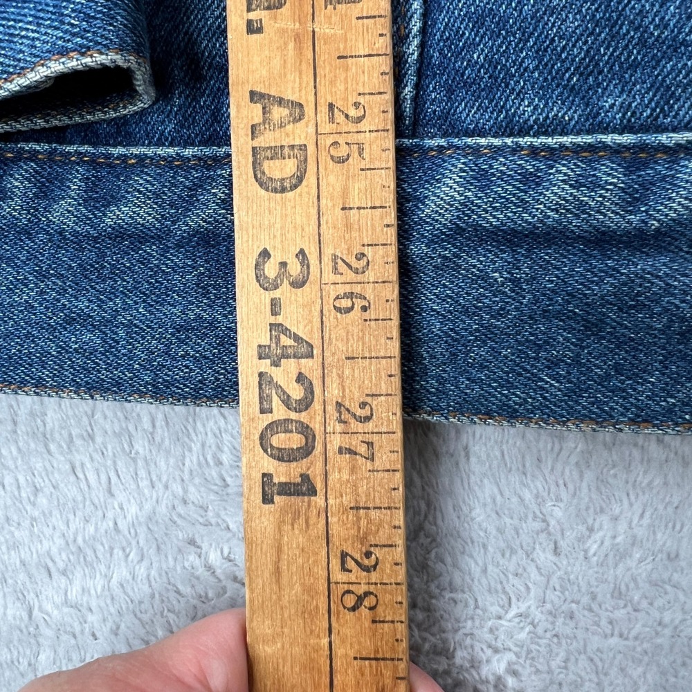 Marlboro Jacket L Vintage 90s Denim Trucker Leather Collar Flannel Lined Blue - Picture 5 of 13
